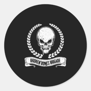 Skateboard gebrochene Knochen Runder Aufkleber