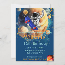 Skateboard Geburtstag, Astronaut Geburtstag, Weltr Einladung