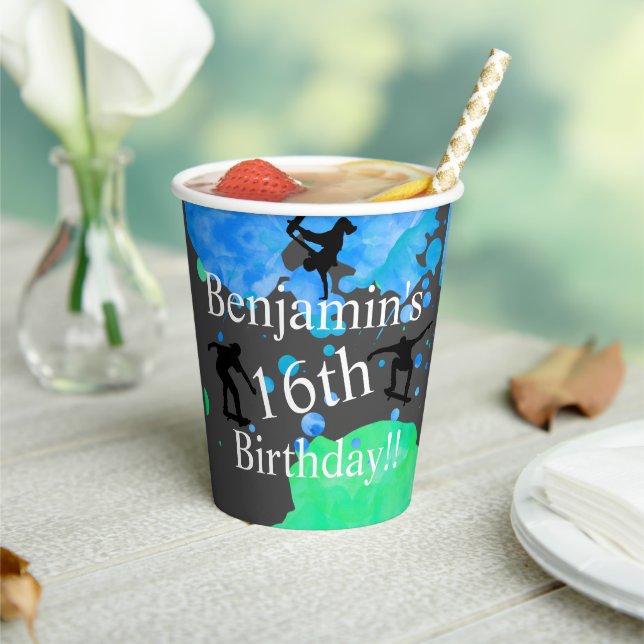 Skateboard Geburtstag Pappbecher (In Situ)