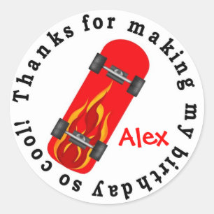 Skateboard Geburtstagsaufkleber Runder Aufkleber