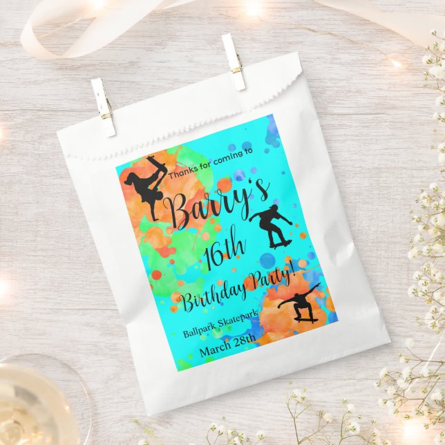 Skateboard Geburtstagsparty Danke Geschenktütchen (Ausgeschnitten)