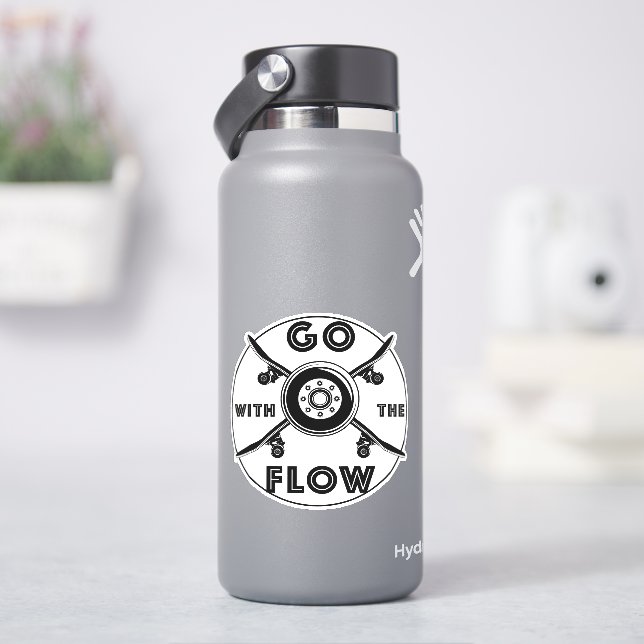Skateboard geht mit dem Flow 4" Kiss Cut Vinyl Aufkleber (HydroFlask)