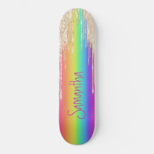 Skateboard Girly Sparkle Lila Rainbow