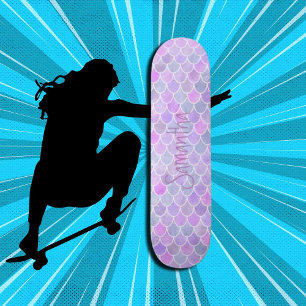 Skateboard Glitzer Girly Meerjungfrau lila chic