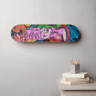 Skateboard Graffiti Purple Tiger