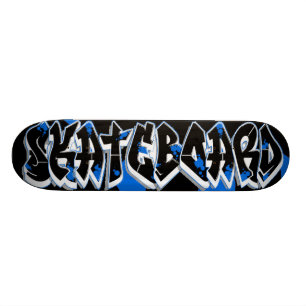 Skateboard Graffiti-Stil blau und schwarz