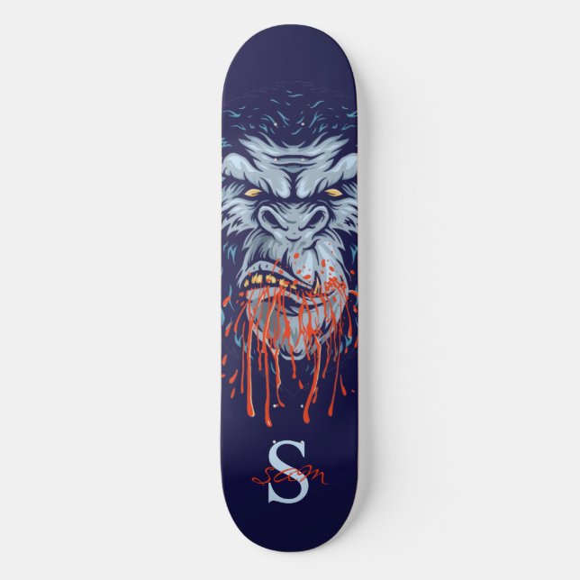 Skateboard Grau Gorilla Skull Monogram (Vorderseite)