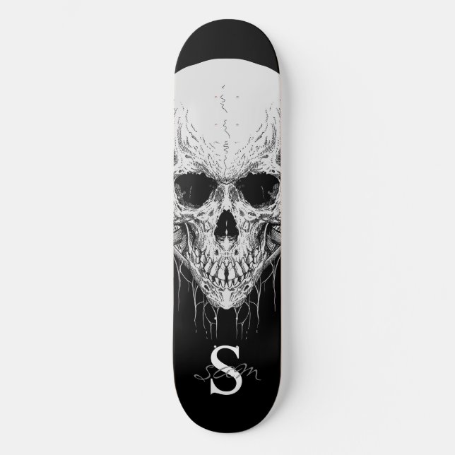 Skateboard Grey Skull Monogramm  (Vorderseite)