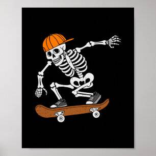 Skateboard-Halloween-Kostüm Skelett Skateboard fah Poster