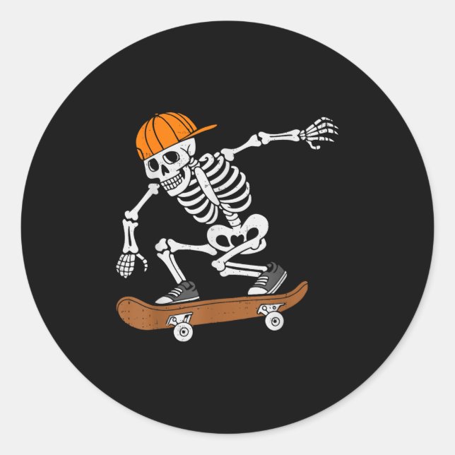 Skateboard Halloween Kostüm Skelett Skateboardin Runder Aufkleber (Vorderseite)