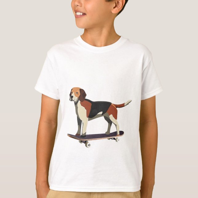 Skateboard-Hund, Beagle T-Shirt (Vorderseite)