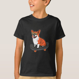 Skateboard Hund Corgi Sonnenbrille Skater Welpe T-Shirt