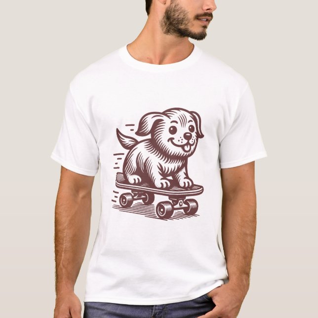 Skateboard-Hund-T - Shirt (Vorderseite)