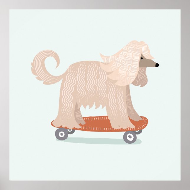 Skateboard-Hund-Wandkunst Poster (Vorne)