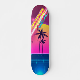Skateboard im Stil der 80er Jahre, Retro-futuristi