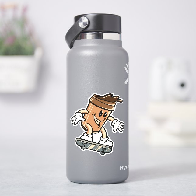 Skateboard Kaffee Cup 4" Kiss Cut Vinyl Aufkleber (HydroFlask)
