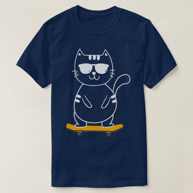 Skateboard Katze - Skateboard Skateboard Skater T-Shirt (Design vorne)