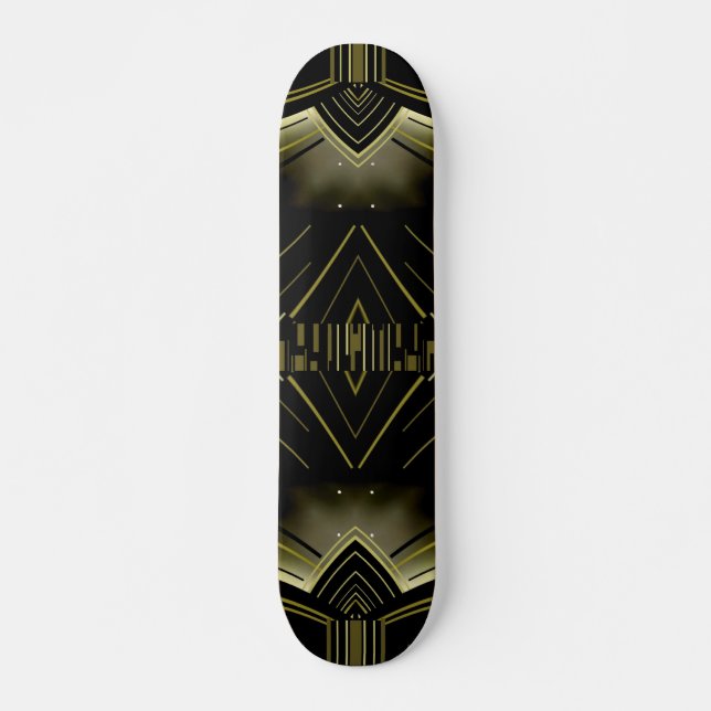 Skateboard-Kunst-Deko-Schwarz-Gold Skateboard (Vorne)