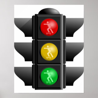 Skateboard Land Rec Traffic Signal Poster