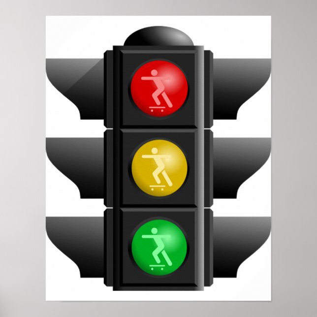 Skateboard Land Rec Traffic Signal Poster (Vorne)