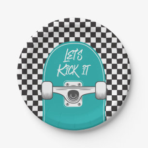 Skateboard Let's Kick It Geburtstag Papier Teller