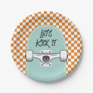 Skateboard Let's Kick It Geburtstag Papier Teller