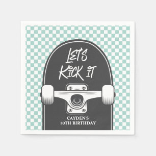 Skateboard Let's Kick It Geburtstag Papier Teller Serviette