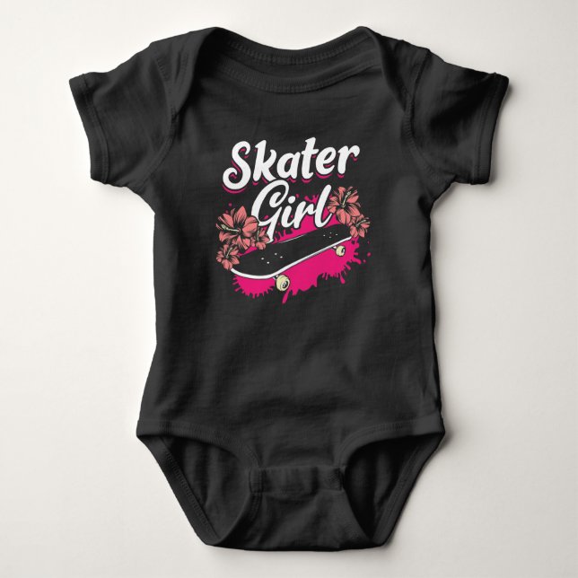 Skateboard Liebe Skater Girl Baby Strampler (Vorderseite)
