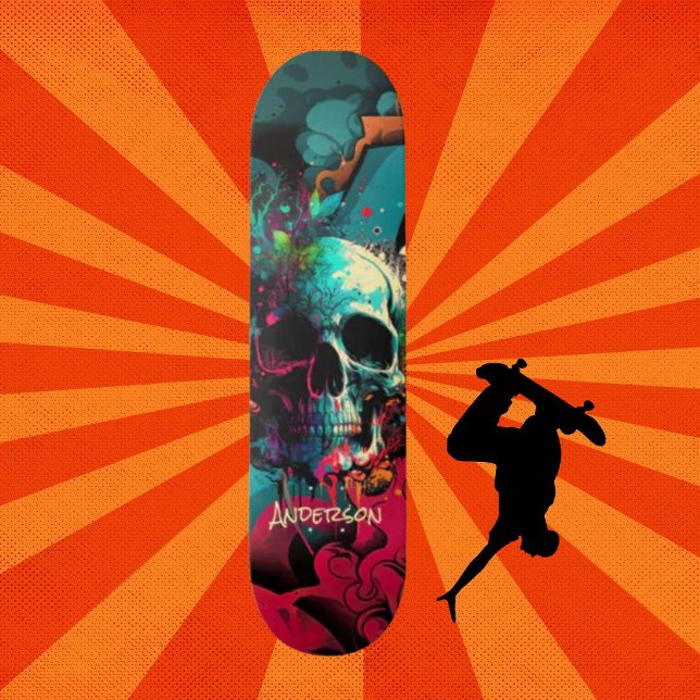 Skateboard macht Spaß Graffiti-Skull (Original and best online Zazzle skateboard shop- Urban Warrior)