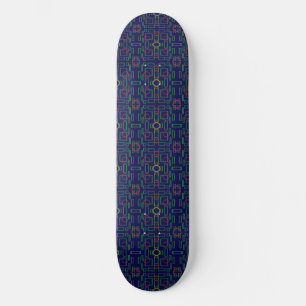Skateboard mit blauen geometrischen Quadraten