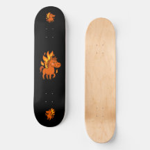 Skateboard mit einem roten Pferd