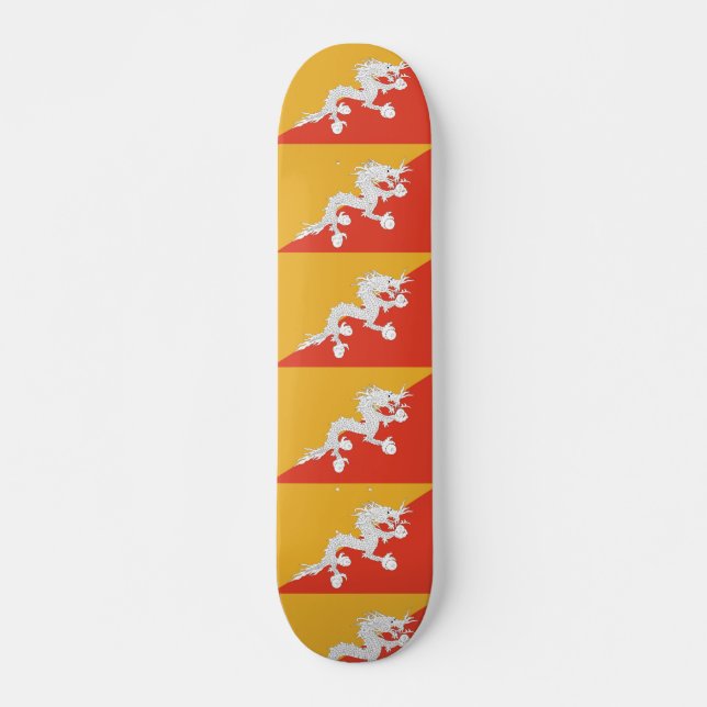 Skateboard mit Flagge Bhutans (Vorne)