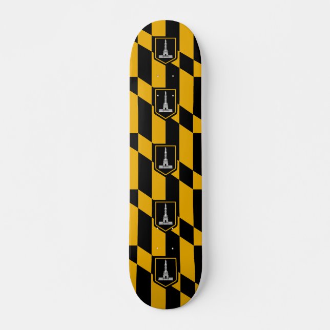 Skateboard mit Flagge von Baltimore, Maryland, USA (Vorne)