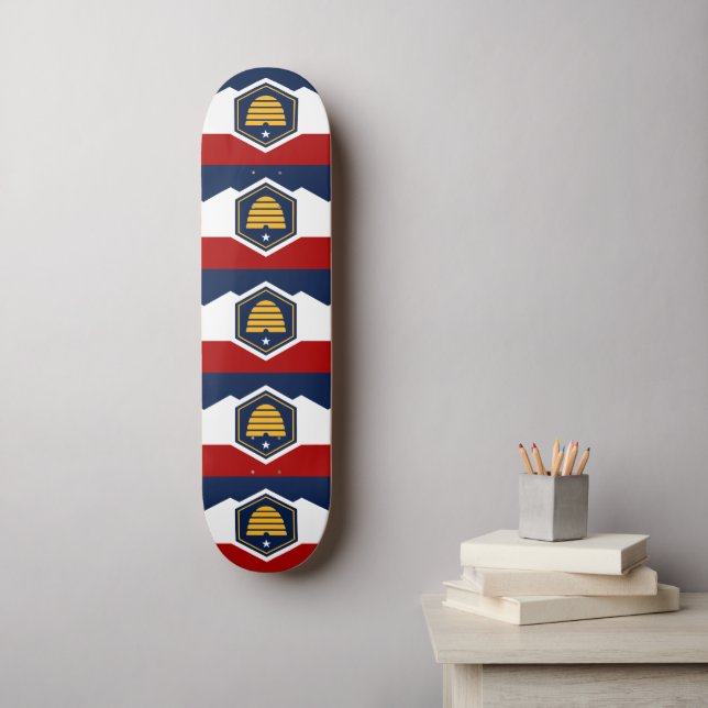 Skateboard mit Flagge von Utah, USA (Wandkunst)