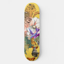 SKATEBOARD MIT JAPANISCHEN TIGER UND BLUME