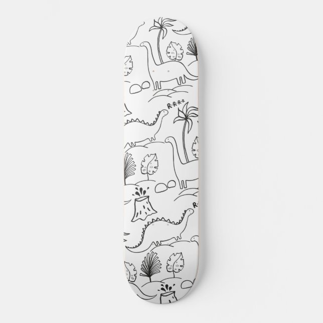 Skateboard mit niedlichen Dinosauriern. (Vorderseite)