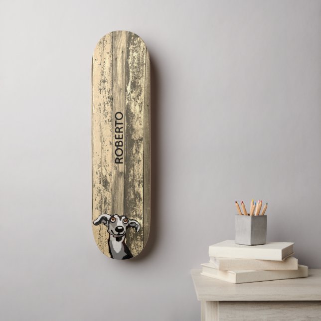Skateboard mit verwittertem Holzdesign (Wandkunst)