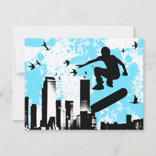 Skateboard mit Vögeln : Stadtlandschaft