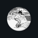 Skateboard Moves - Young Skateboarder Magnet<br><div class="desc">This young skateboarder is riding his skateboard after speeding down the ramp like a pro.</div>