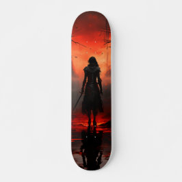 Skateboard Mujer Guerrera Al Atardecer