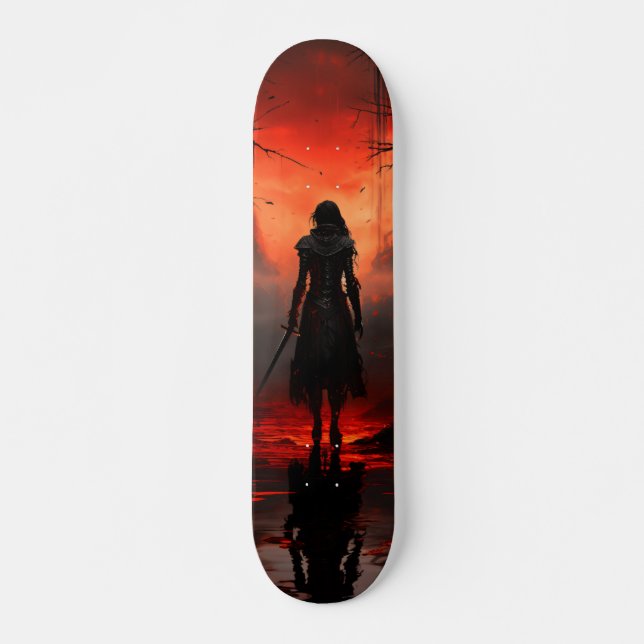 Skateboard Mujer Guerrera Al Atardecer (Vorne)
