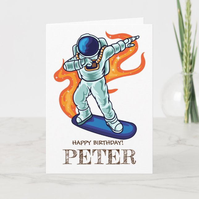 SKATEBOARD Niedlicher Astronaut im Weltraum. Karte (Vorderseite)