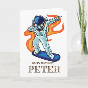 SKATEBOARD Niedlicher Astronaut im Weltraum. Karte