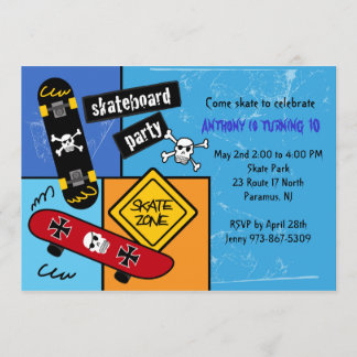 Skateboard Party Geburtstag Einladung