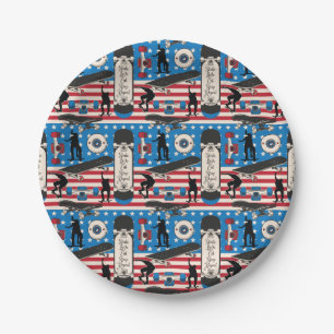 Skateboard Patriotic USA Skateboarder Pappteller