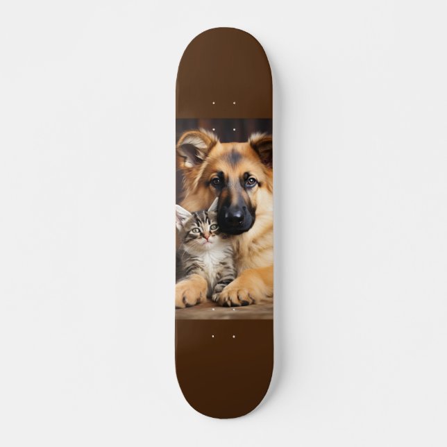 Skateboard Perro y gato juntos como amigos (Vorne)