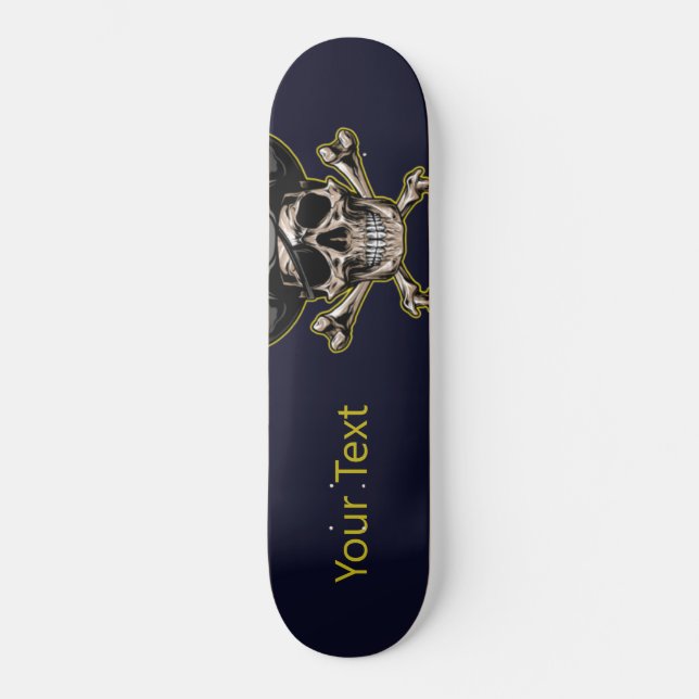 Skateboard | Personalisiert Black Pirate Skull  (Vorderseite)