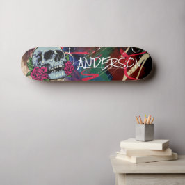 Skateboard Personalisiert Blue Skull