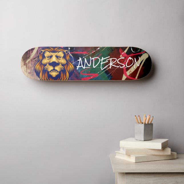 Skateboard Personalisiert Graffiti Lion (Wandkunst (Horz))