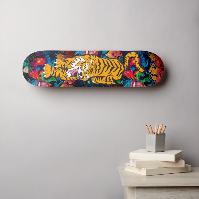 Skateboard Personalisiert Graffiti Orange Tiger (Wandkunst (Horz))